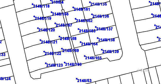 Parcela st. 2148/164 v KÚ Nový Bor, Katastrální mapa