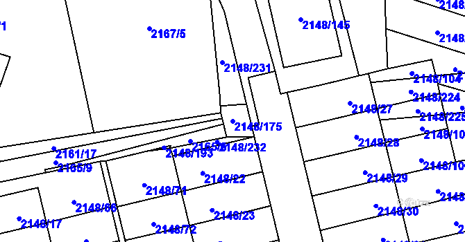 Parcela st. 2148/175 v KÚ Nový Bor, Katastrální mapa