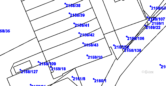 Parcela st. 2158/43 v KÚ Nový Bor, Katastrální mapa