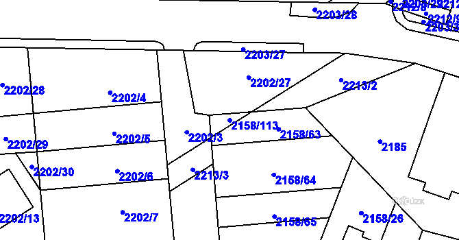 Parcela st. 2158/113 v KÚ Nový Bor, Katastrální mapa