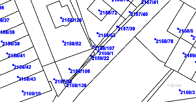 Parcela st. 2159/1 v KÚ Nový Bor, Katastrální mapa