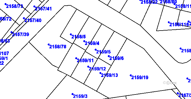 Parcela st. 2159/5 v KÚ Nový Bor, Katastrální mapa