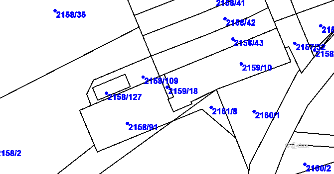Parcela st. 2159/18 v KÚ Nový Bor, Katastrální mapa