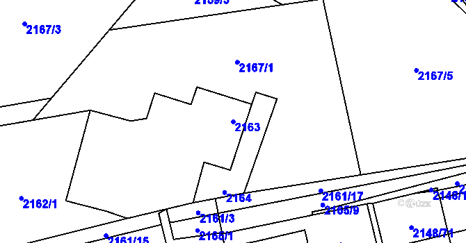 Parcela st. 2163 v KÚ Nový Bor, Katastrální mapa
