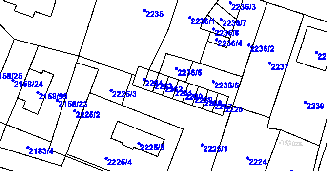 Parcela st. 2232 v KÚ Nový Bor, Katastrální mapa