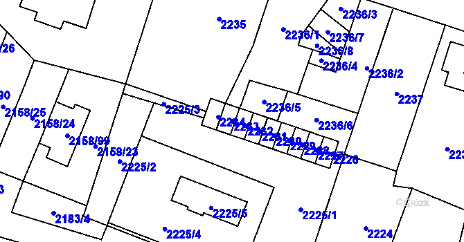 Parcela st. 2233 v KÚ Nový Bor, Katastrální mapa