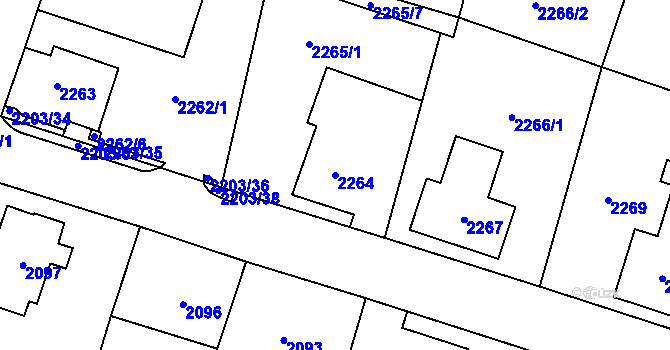 Parcela st. 2264 v KÚ Nový Bor, Katastrální mapa