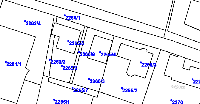 Parcela st. 2265/4 v KÚ Nový Bor, Katastrální mapa