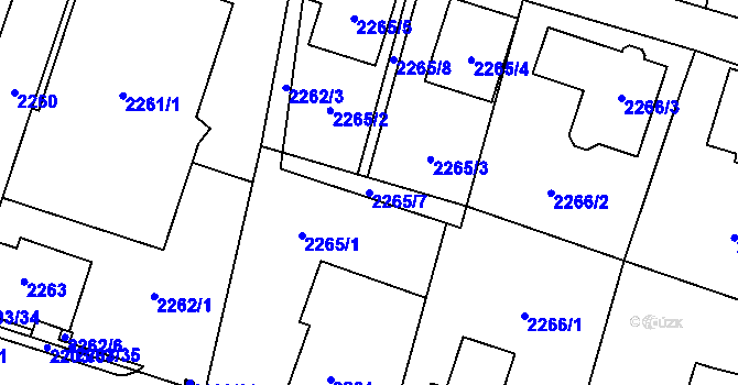 Parcela st. 2265/7 v KÚ Nový Bor, Katastrální mapa