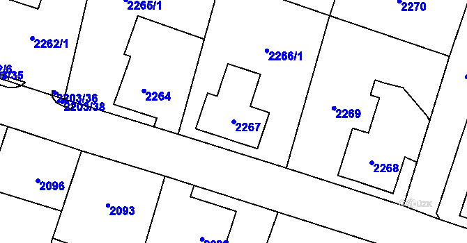 Parcela st. 2267 v KÚ Nový Bor, Katastrální mapa