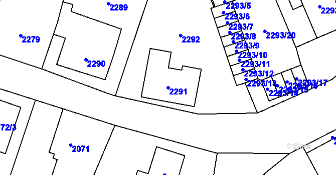 Parcela st. 2291 v KÚ Nový Bor, Katastrální mapa