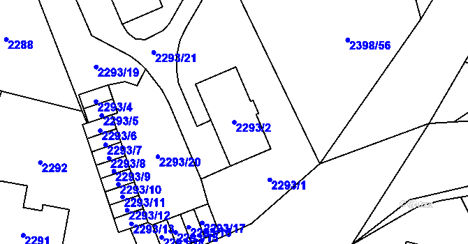 Parcela st. 2293/2 v KÚ Nový Bor, Katastrální mapa