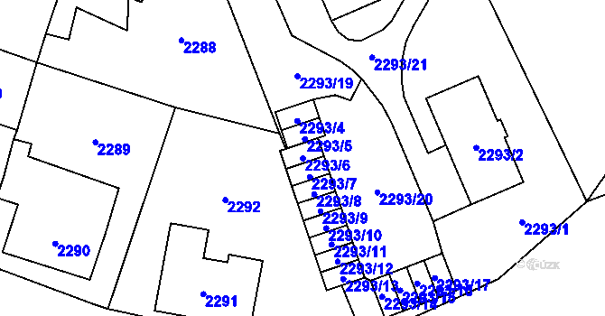 Parcela st. 2293/6 v KÚ Nový Bor, Katastrální mapa