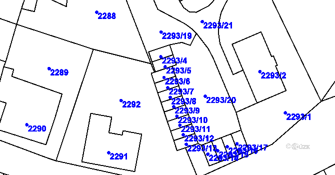Parcela st. 2293/7 v KÚ Nový Bor, Katastrální mapa
