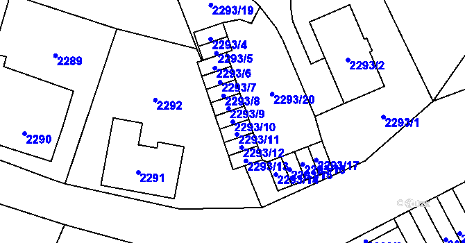 Parcela st. 2293/10 v KÚ Nový Bor, Katastrální mapa