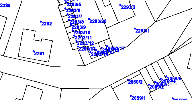 Parcela st. 2293/15 v KÚ Nový Bor, Katastrální mapa