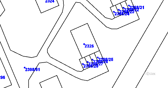 Parcela st. 2326 v KÚ Nový Bor, Katastrální mapa