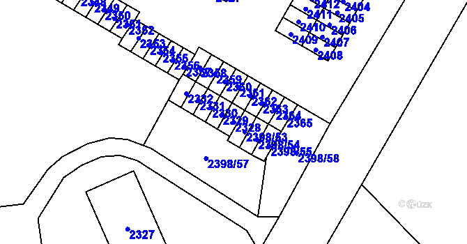 Parcela st. 2328 v KÚ Nový Bor, Katastrální mapa