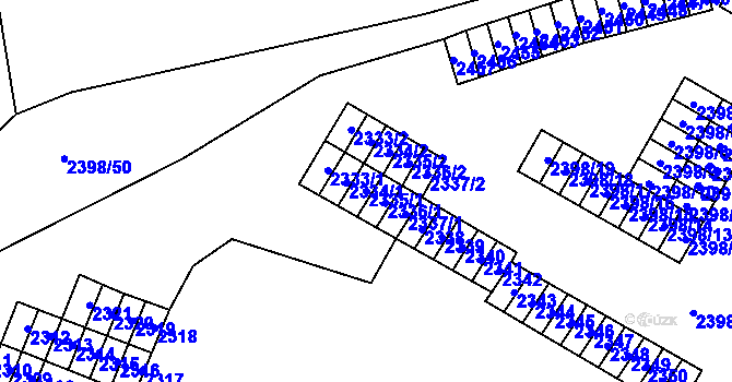 Parcela st. 2335/1 v KÚ Nový Bor, Katastrální mapa