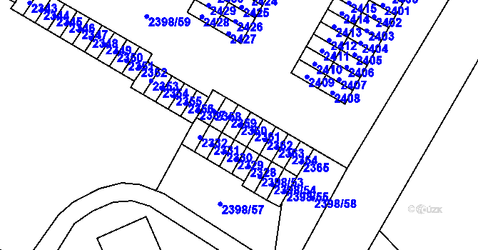 Parcela st. 2360 v KÚ Nový Bor, Katastrální mapa