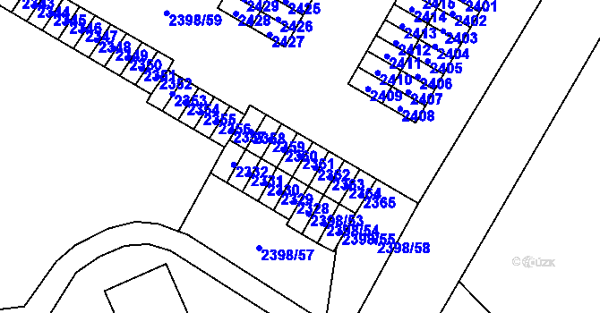 Parcela st. 2361 v KÚ Nový Bor, Katastrální mapa