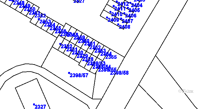 Parcela st. 2365 v KÚ Nový Bor, Katastrální mapa