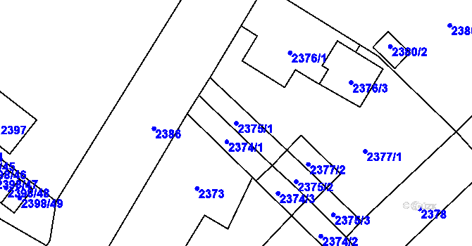 Parcela st. 2375/1 v KÚ Nový Bor, Katastrální mapa