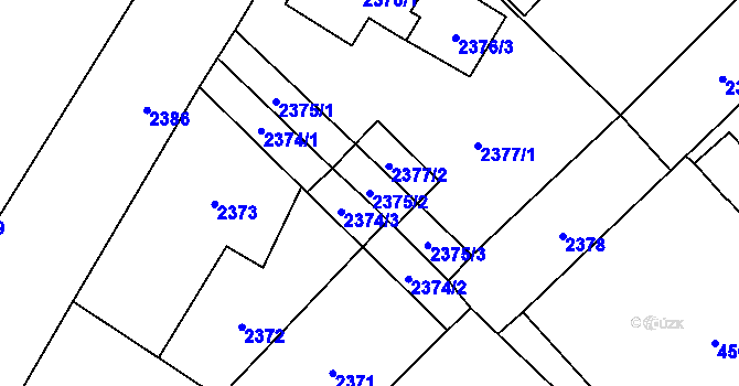 Parcela st. 2375/2 v KÚ Nový Bor, Katastrální mapa