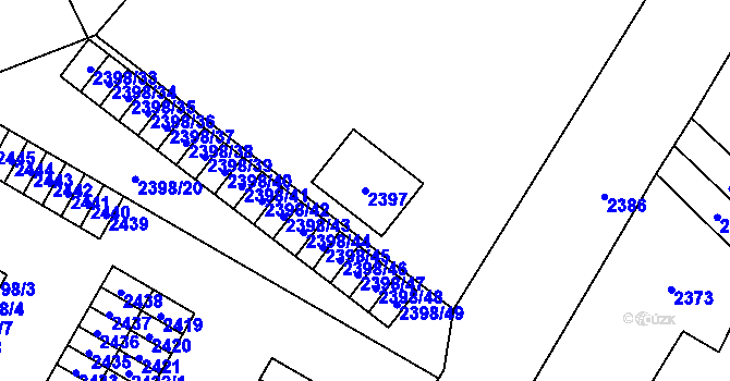 Parcela st. 2397 v KÚ Nový Bor, Katastrální mapa