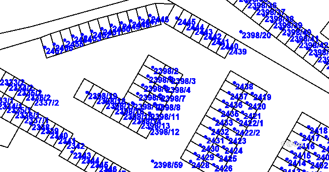 Parcela st. 2398/4 v KÚ Nový Bor, Katastrální mapa