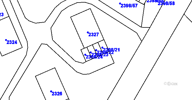 Parcela st. 2398/22 v KÚ Nový Bor, Katastrální mapa