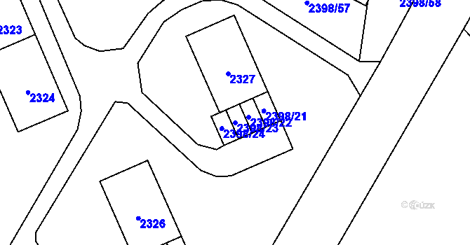 Parcela st. 2398/23 v KÚ Nový Bor, Katastrální mapa