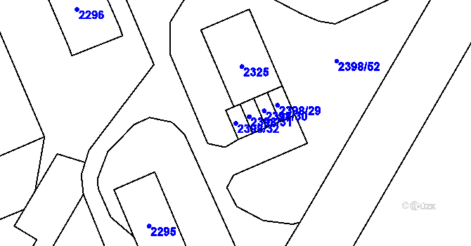 Parcela st. 2398/32 v KÚ Nový Bor, Katastrální mapa
