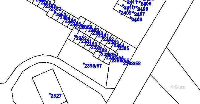 Parcela st. 2398/53 v KÚ Nový Bor, Katastrální mapa