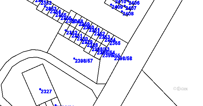 Parcela st. 2398/55 v KÚ Nový Bor, Katastrální mapa