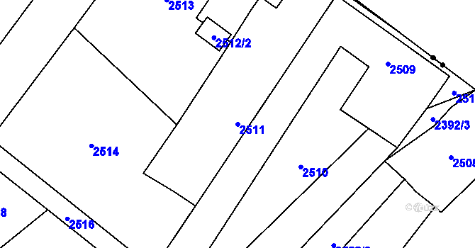 Parcela st. 2511 v KÚ Nový Bor, Katastrální mapa