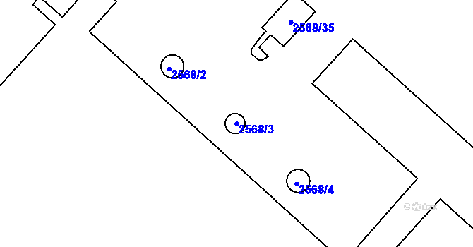Parcela st. 2568/3 v KÚ Nový Bor, Katastrální mapa