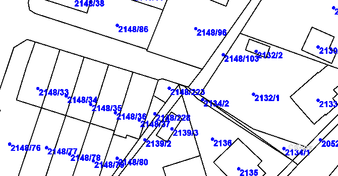 Parcela st. 2148/223 v KÚ Nový Bor, Katastrální mapa