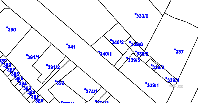 Parcela st. 340/1 v KÚ Nový Bor, Katastrální mapa