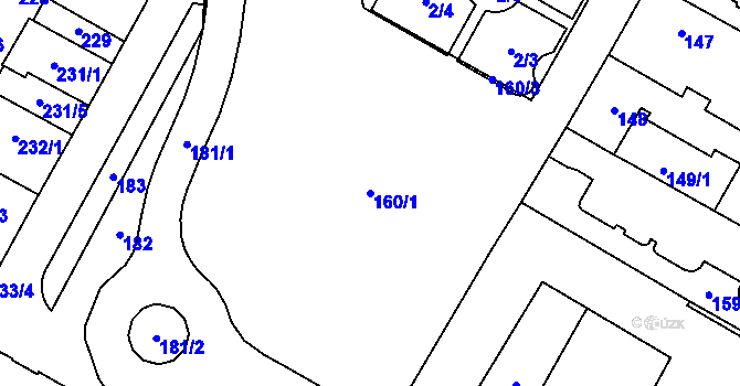 Parcela st. 160/1 v KÚ Nový Bor, Katastrální mapa