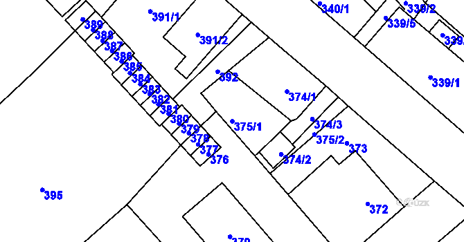 Parcela st. 375/1 v KÚ Nový Bor, Katastrální mapa