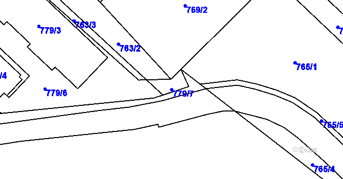Parcela st. 779/7 v KÚ Nový Bor, Katastrální mapa