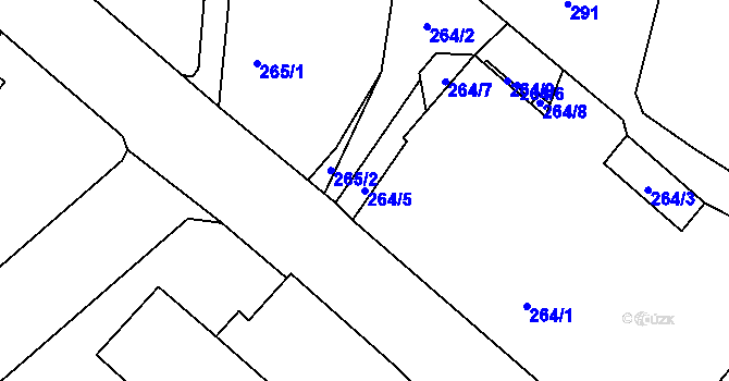 Parcela st. 264/5 v KÚ Nový Bor, Katastrální mapa