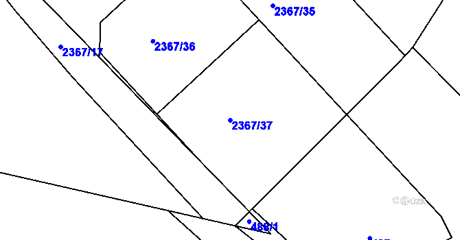 Parcela st. 2367/37 v KÚ Nový Bor, Katastrální mapa