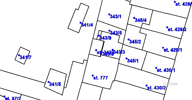 Parcela st. 3422 v KÚ Nový Bydžov, Katastrální mapa