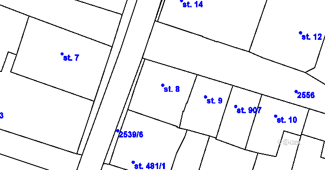 Parcela st. 8 v KÚ Nový Bydžov, Katastrální mapa