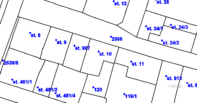Parcela st. 10 v KÚ Nový Bydžov, Katastrální mapa