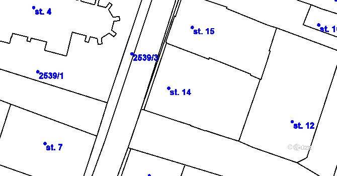 Parcela st. 14 v KÚ Nový Bydžov, Katastrální mapa