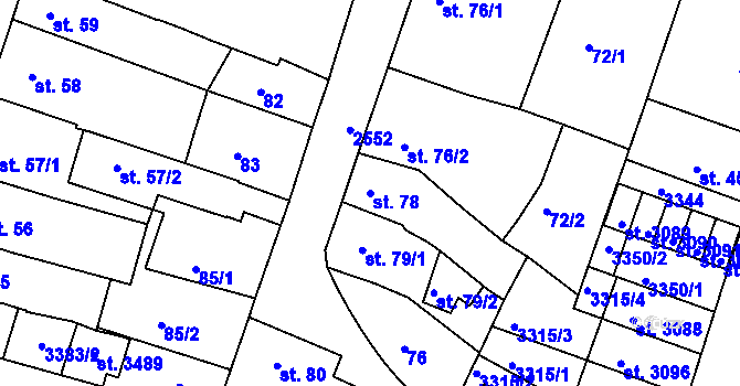 Parcela st. 78 v KÚ Nový Bydžov, Katastrální mapa