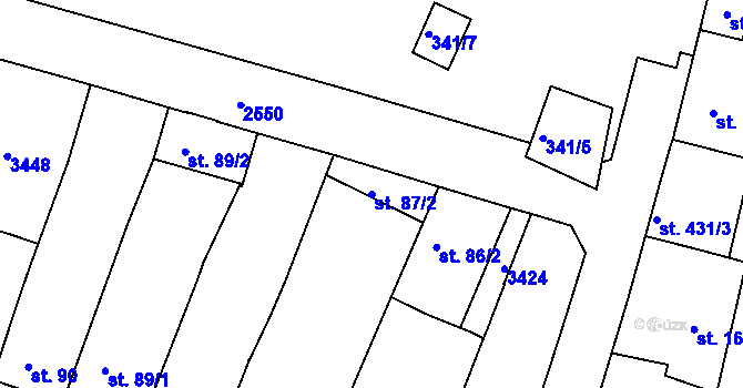 Parcela st. 87/2 v KÚ Nový Bydžov, Katastrální mapa